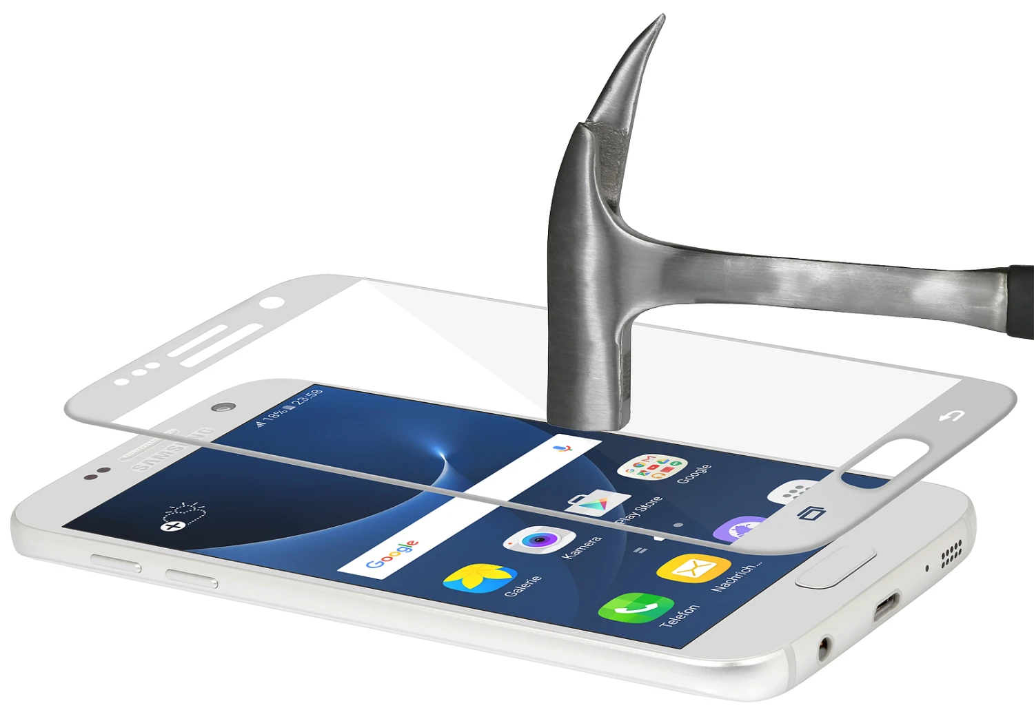 StilGut - Panzerglas 3D Curved Samsung Galaxy S7 Mit Silbernem Rand 2 StilGut - Panzerglas 3D Curved Samsung Galaxy S7 Mit Silbernem Rand – Bild 2