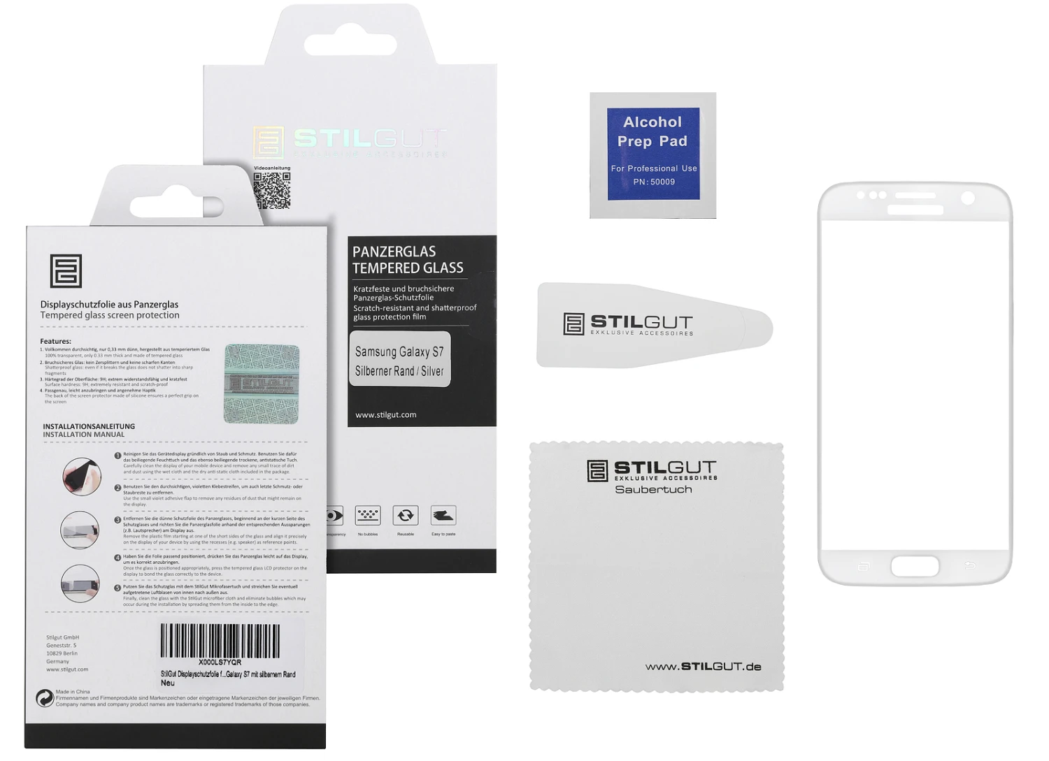 StilGut - Panzerglas 3D Curved Samsung Galaxy S7 Mit Silbernem Rand 7 StilGut - Panzerglas 3D Curved Samsung Galaxy S7 Mit Silbernem Rand – Bild 7