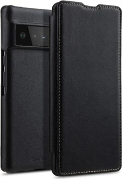 StilGut - Google Pixel 6 Pro Case Book Type -Outlet STILGUT Store Google Pixel 6 Pro Book Case Leather Black Nappa Shop 1