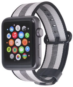 StilGut - Apple Watch 42 Mm Nylon Armband -Outlet STILGUT Store apple watch 42 mm nylon armband schwarz grau gestreift 01