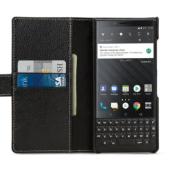 StilGut - BlackBerry KEY2 LE Hülle Talis Mit Kartenfach -Outlet STILGUT Store blackberry key2 le wallet case talis black m 01 1