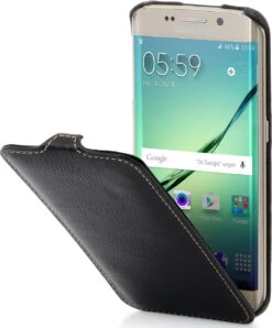 StilGut - Handyhülle Für Galaxy S6 Edge "UltraSlim" Aus Leder -Outlet STILGUT Store galaxy s6 edge cover us schw 01