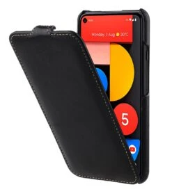 StilGut - Google Pixel 5 Hülle UltraSlim -Outlet STILGUT Store google pixel 5 flip case ultraslim black nappa 01