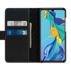 StilGut - Huawei P30 Hülle Talis Mit Kartenfach -Outlet STILGUT Store huawei p30 huelle talis mit kartenfach schwarz nappa td 01