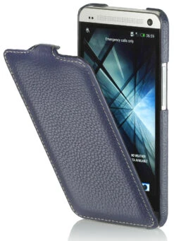 StilGut - UltraSlim Case Für HTC One Aus Leder -Outlet STILGUT Store ledertasche htc one navyblue 01