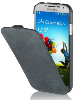 StilGut - UltraSlim Case Für Samsung Galaxy S4 I9500 & I9505 Old Style -Outlet STILGUT Store ledertasche samsung s4 grau 01