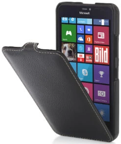 StilGut - Handyhülle Für Lumia 640 XL "UltraSlim" Aus Leder -Outlet STILGUT Store lumia 640xl cover us schw 01