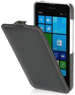 StilGut - UltraSlim Case Für Nokia Lumia 630 & 635 Aus Leder -Outlet STILGUT Store nokia lumia 630 handyhuelle schw 01