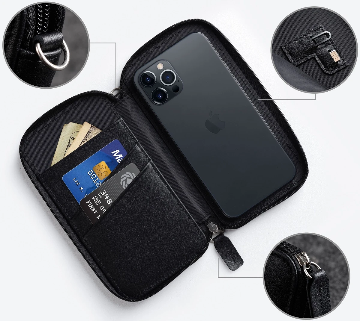 StilGut - Handytasche Aus Leder Mit Reissverschluss XL 2 StilGut - Handytasche Aus Leder Mit Reissverschluss XL – Bild 2