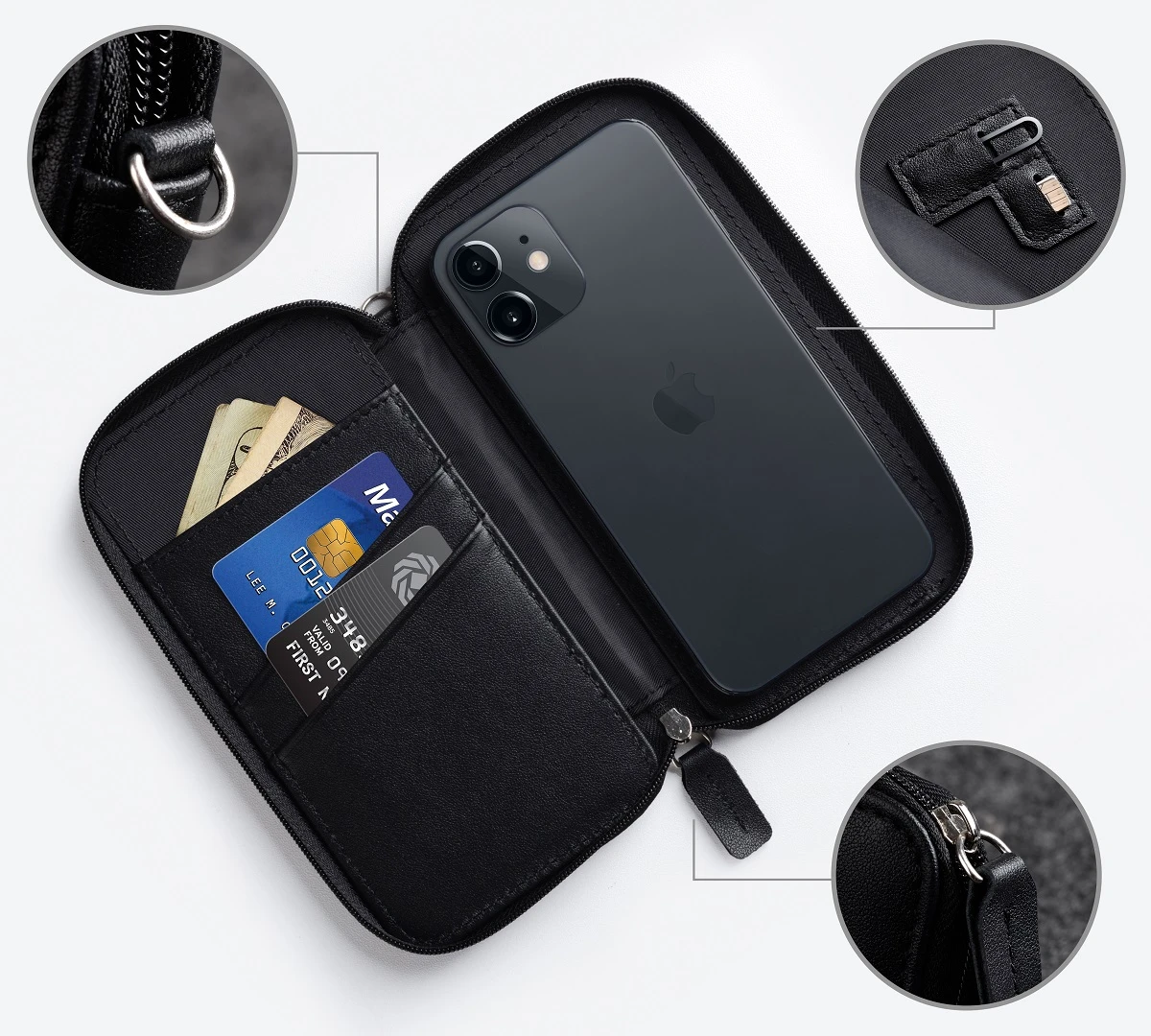 StilGut - Handytasche Aus Leder Mit Reissverschluss 2 StilGut - Handytasche Aus Leder Mit Reissverschluss – Bild 2