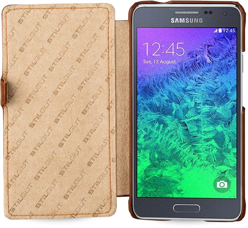 StilGut - Handyhülle Für Samsung Galaxy Alpha "Book Type" Mit Clip 2 StilGut - Handyhülle Für Samsung Galaxy Alpha "Book Type" Mit Clip – Bild 2