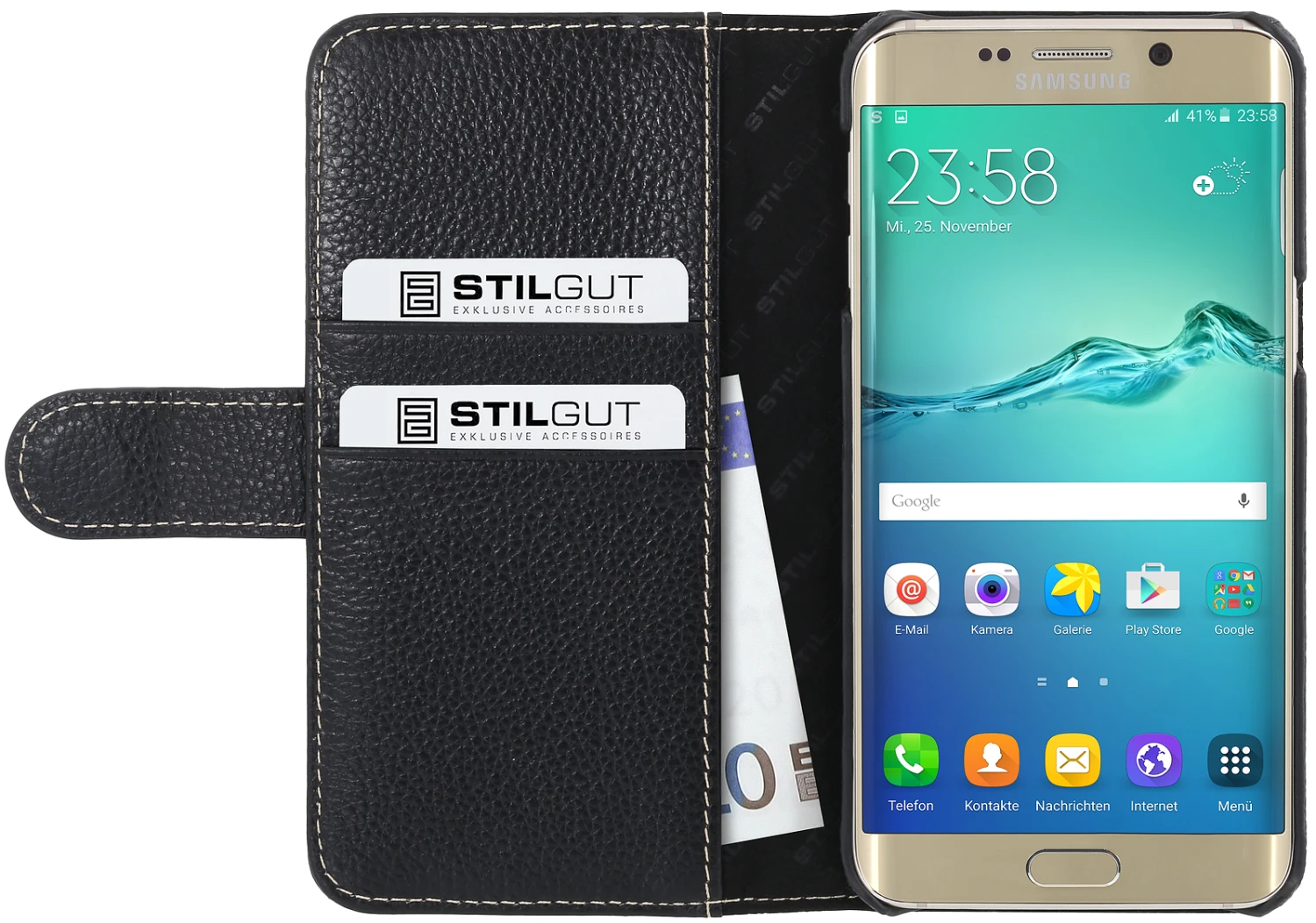 StilGut - Samsung Galaxy S6 Edge+ Hülle Talis Mit Kreditkartenfach Aus Leder 1 StilGut - Samsung Galaxy S6 Edge+ Hülle Talis Mit Kreditkartenfach Aus Leder