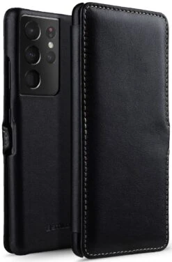 StilGut - Samsung Galaxy S21 Ultra Tasche Book Type Mit Clip -Outlet STILGUT Store samsung galaxy s21 ultra book case clip black nappa 01