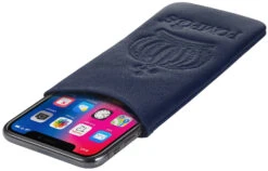 POMPÖÖS By StilGut - Smartphone Sleeve L Krone - Design By HARALD GLÖÖCKLER -Outlet STILGUT Store smartphone sleeve l krone pompoeoes harald gloeoeckler dunkelblau nappa 01