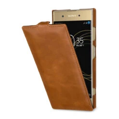 StilGut - Sony Xperia XA1 Plus Hülle UltraSlim -Outlet STILGUT Store sony xperia xa1 plus huelle ultraslim cognac 01 w