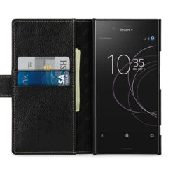 StilGut - Sony Xperia XZ1 Hülle Talis Mit Kreditkartenfach -Outlet STILGUT Store sony xperia xz1 huelle talis mit kreditkartenfach schwarz 01 w 1