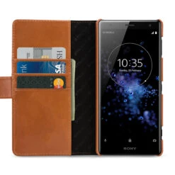 StilGut - Sony Xperia XZ2 Hülle Talis Mit Kreditkartenfach -Outlet STILGUT Store sony xperia xz2 huelle talis mit kreditkartenfach cognac 01 w