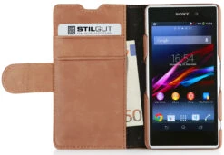 StilGut - Ledertasche "Talis" Für Sony Xperia Z1 Compact -Outlet STILGUT Store tasche sony xperia z1 compact t cognv 01