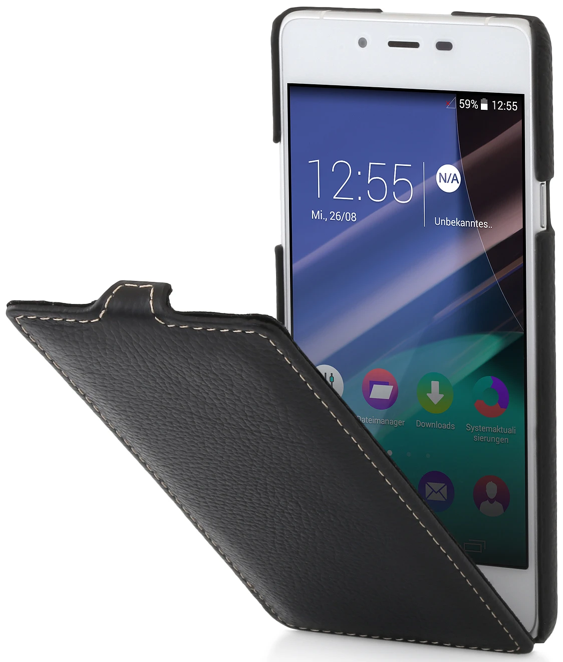 StilGut - Handyhülle Für Wiko Highway Pure "UltraSlim" Aus Leder 1 StilGut - Handyhülle Für Wiko Highway Pure "UltraSlim" Aus Leder
