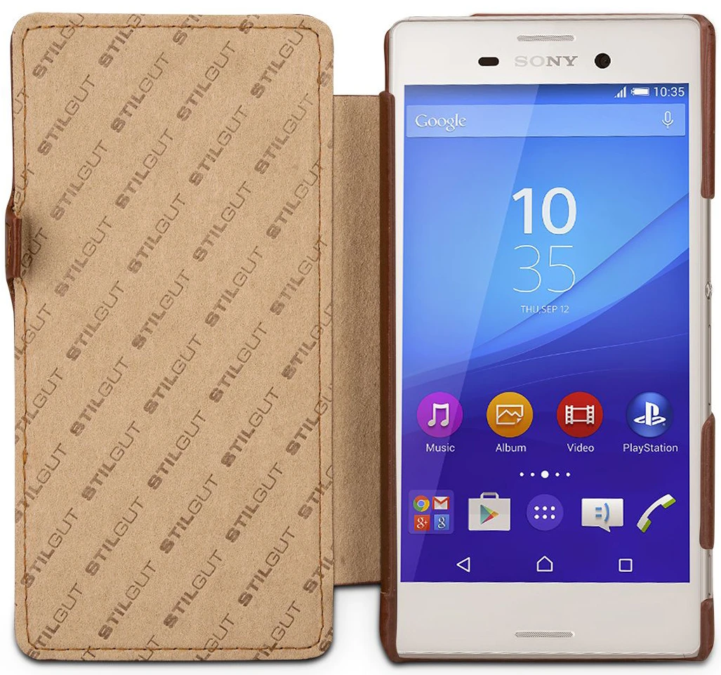 StilGut - Handyhülle Für Xperia M4 Aqua "Book Type" Mit Clip 2 StilGut - Handyhülle Für Xperia M4 Aqua "Book Type" Mit Clip – Bild 2