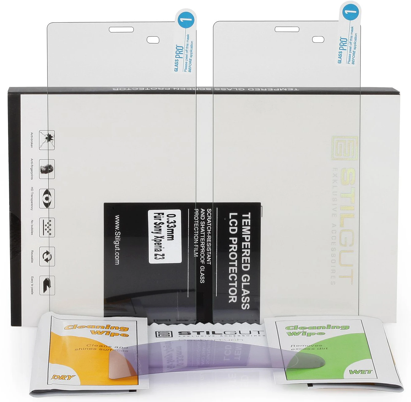 StilGut - Displayschutzfolie "Panzerglas" Für Sony Xperia Z3 2er Pack 5 StilGut - Displayschutzfolie "Panzerglas" Für Sony Xperia Z3 2er Pack – Bild 5