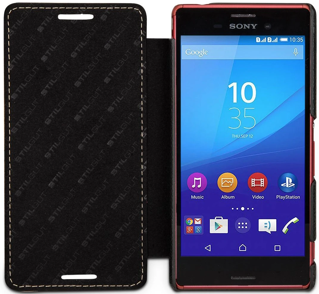 StilGut - Handyhülle Für Xperia M4 Aqua "Book Type" Ohne Clip 2 StilGut - Handyhülle Für Xperia M4 Aqua "Book Type" Ohne Clip – Bild 2