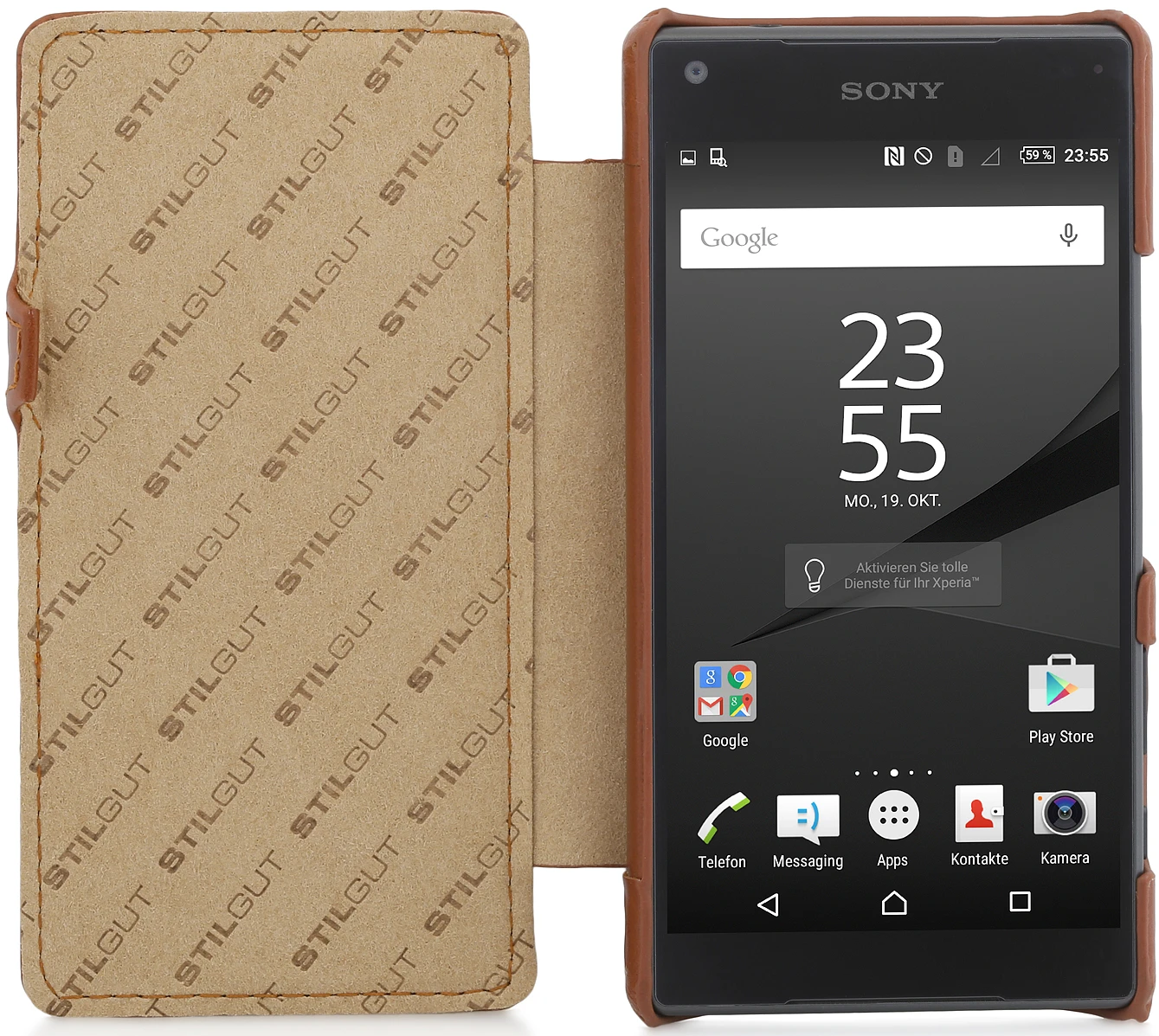 StilGut - Xperia Z5 Compact Tasche Book Type Aus Leder Mit Clip 2 StilGut - Xperia Z5 Compact Tasche Book Type Aus Leder Mit Clip – Bild 2